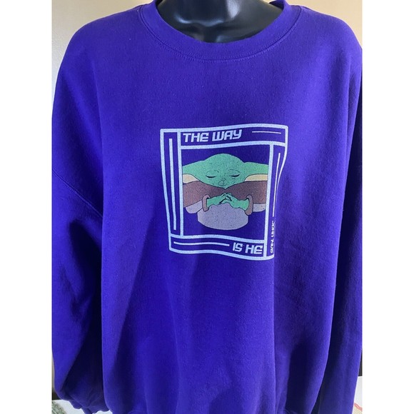 Star Wars Yoda Print Gildan Purple Pullover Sweatshirt Size XL - Picture 3 of 16